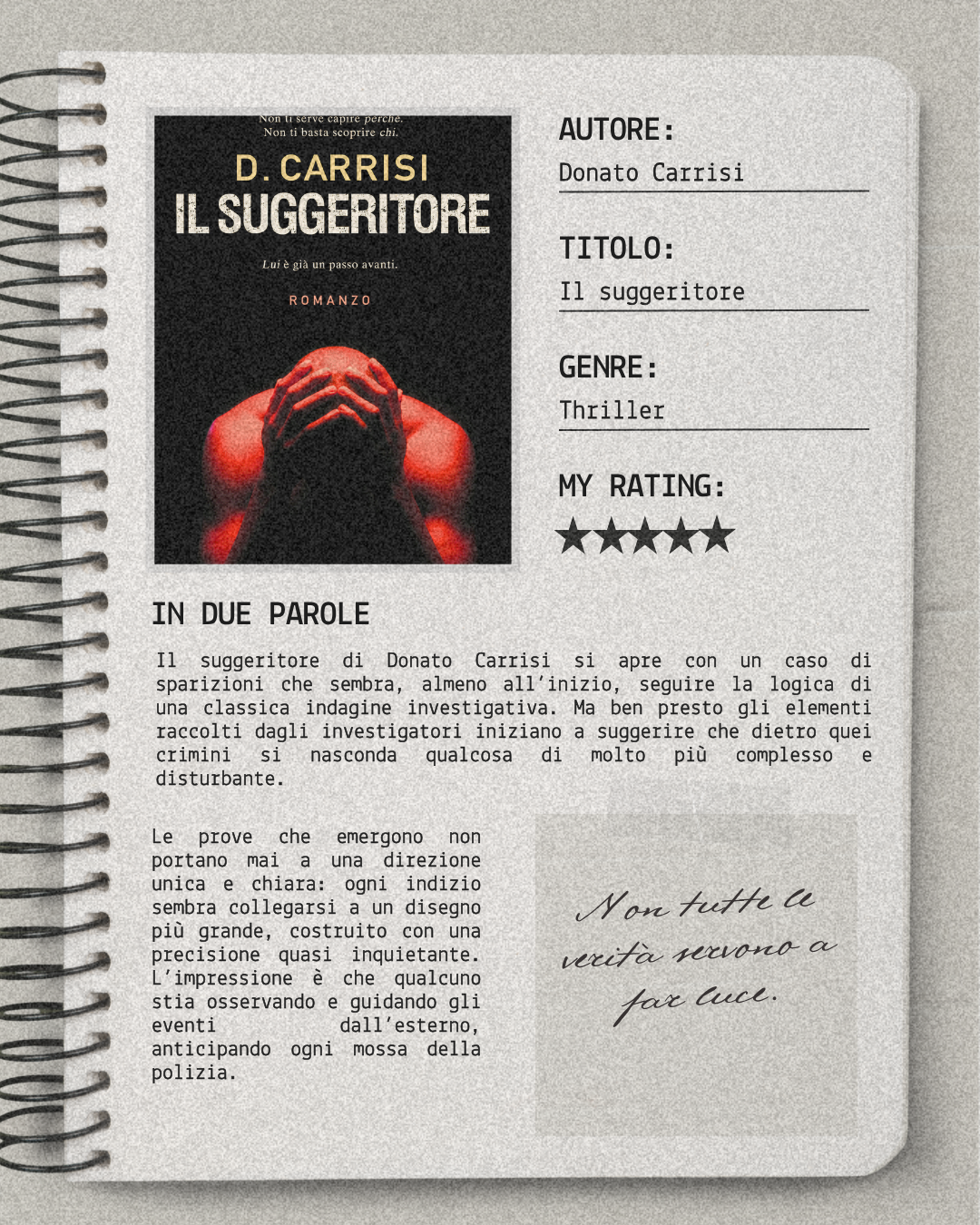 Il Suggeritore di Donato Carrisi: recensione del thriller che ti entra nella testa